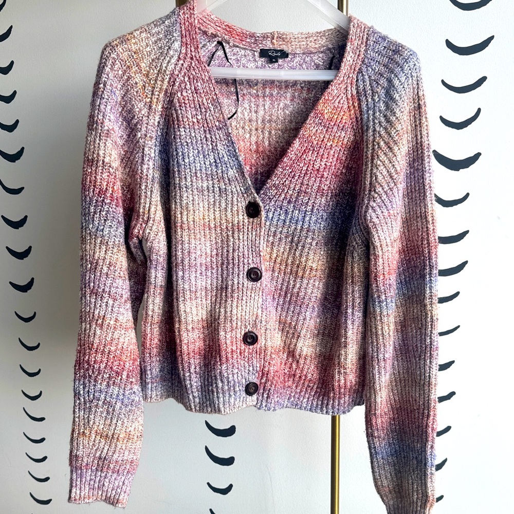 Rails Multicolor Ribbed Knit Cardigan - Pink, Blue, Cream